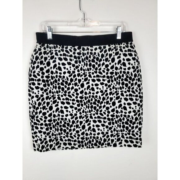 Ann Taylor Pencil Skirt Womens 10 White Black Abstract Leopard Lined Back Zip - Picture 9 of 10
